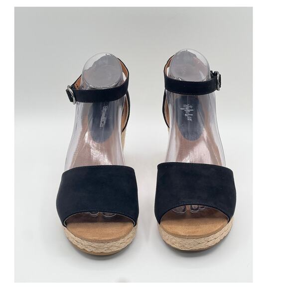 STYLE & CO WOMEN'S SELEENEY FAUX SUEDE WEDGE SANDALS BLACK 10W NEW - Picture 4 of 12